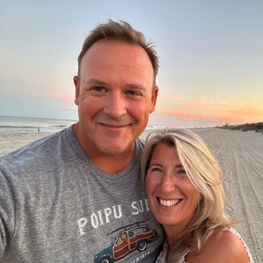 Carla Duarte and Scott Thomas on the beach at Pleasure Island, North Carolina